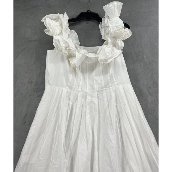 Anthropologie The Corina Ruffled Dress by Maeve Size Xlarge white Midi Dress - Picture 4 of 11